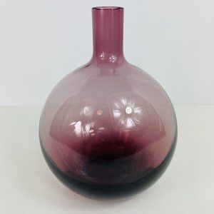 Vtg Hand Blown Amethyst Glass 7.25” Vase Bulbous Purple Modern Blenko ?